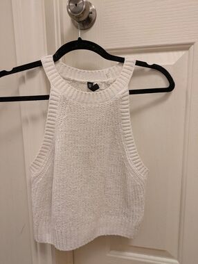 🦋5/25$ Divided White Knit Halter Tank Top